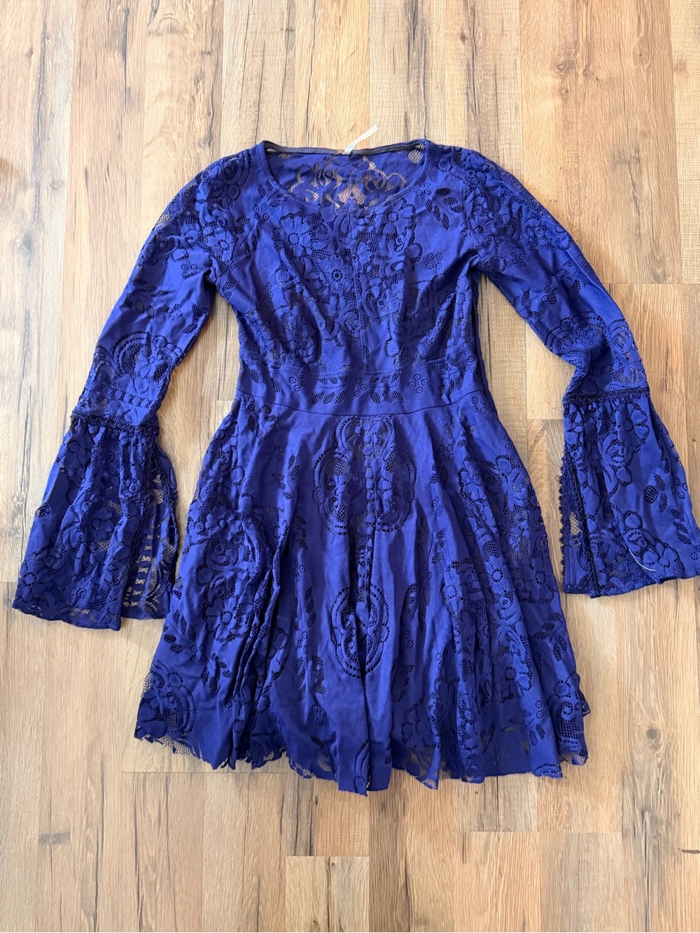 Women’s Free People Blue Lace Fit & Flare Dress